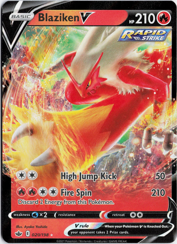 Carta Pokémon Blaziken V · Chilling Reign #020/198 (NM) — pieza única en Moon's Collectibles México