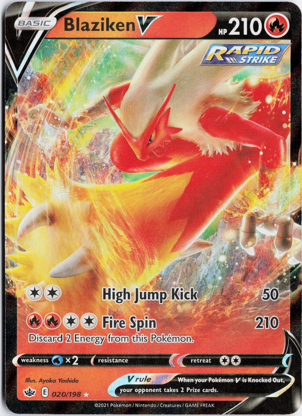 Carta Pokémon Blaziken V · Chilling Reign #020/198 (NM) — pieza única en Moon's Collectibles México
