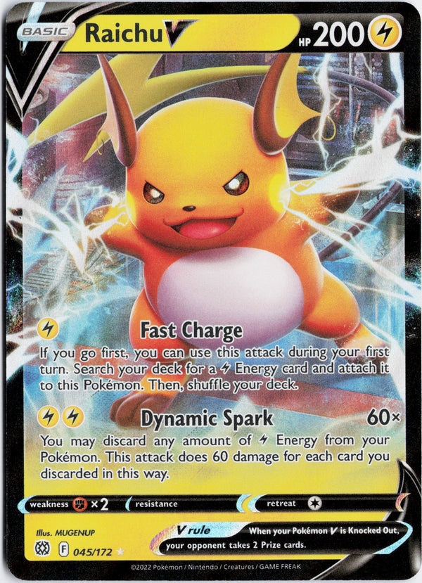 Carta Pokémon Raichu V · Brilliant Stars #045/172 (NM) — pieza única en Moon's Collectibles México