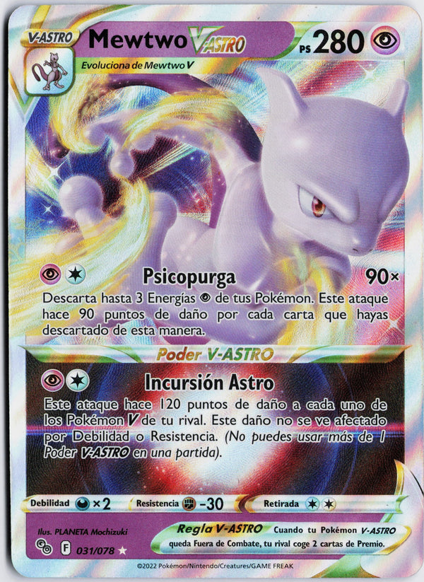 Carta Pokémon Mewtwo VSTAR · Pokémon GO #031/078 (NM) — pieza única en Moon's Collectibles México