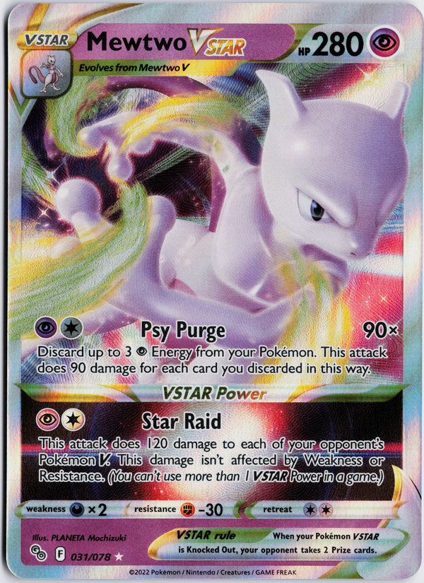 Carta Pokémon Mewtwo VSTAR · Pokémon GO #031/078 (NM) — pieza única en Moon's Collectibles México