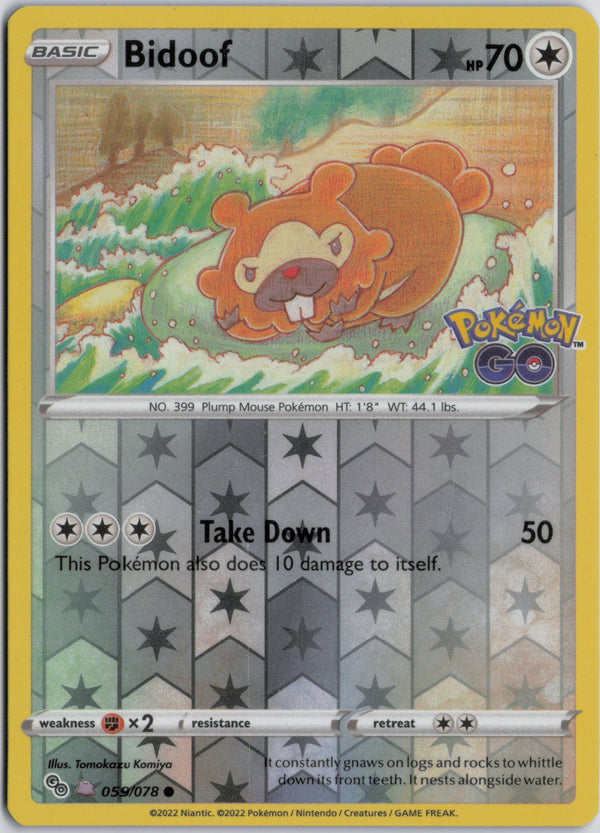 Carta Pokémon Bidoof · Pokémon GO #059/078 (NM) — pieza única en Moon's Collectibles México