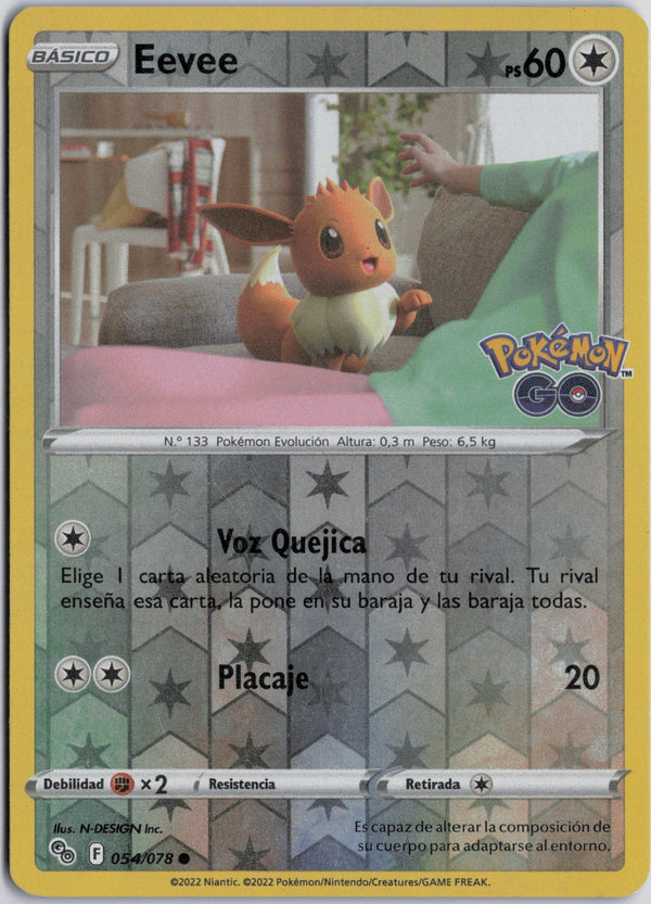 Carta Pokémon Eevee · Pokémon GO #054/078 (NM) — pieza única en Moon's Collectibles México