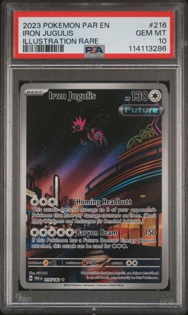 Carta Pokémon Iron Jugulis · Paradox Rift #216/182 (PSA 10) — pieza única en Moon's Collectibles México