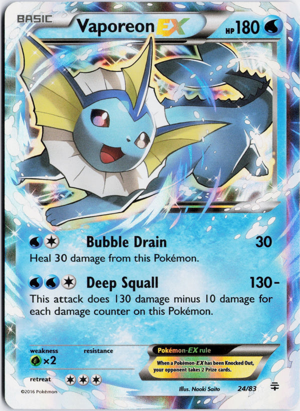 Carta Pokémon Vaporeon-EX · Generations #24/83 (NM) — pieza única en Moon's Collectibles México