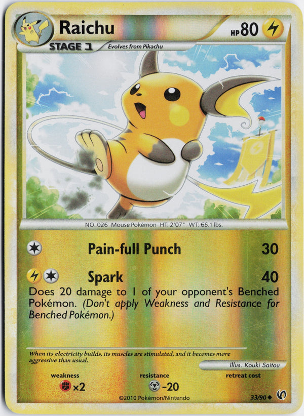 Carta Pokémon Raichu · HS—Undaunted #33/90 (LP) — pieza única en Moon's Collectibles México