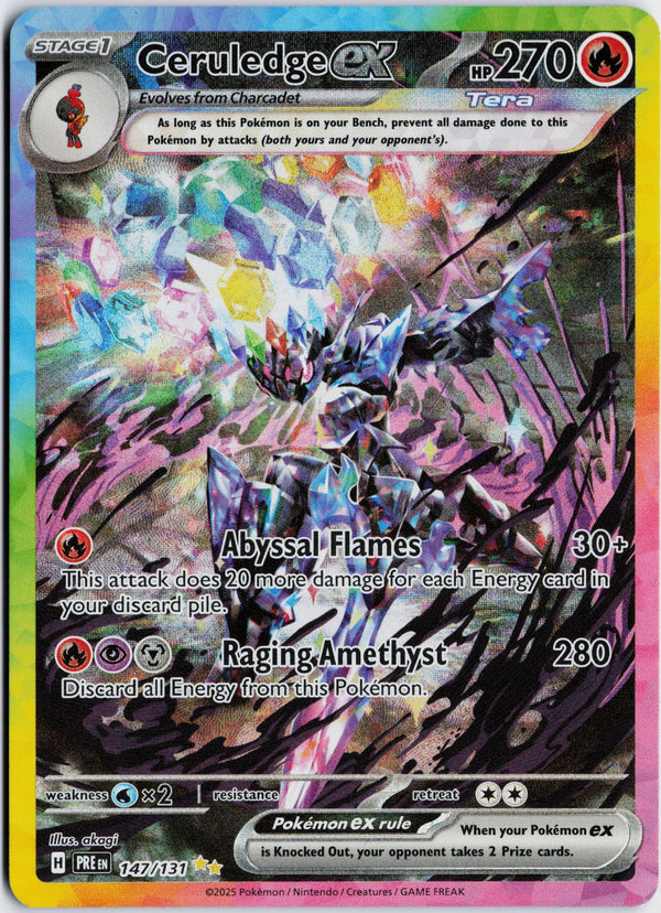 Carta Pokémon Ceruledge ex · Prismatic Evolutions #147/131 (NM) — pieza única en Moon's Collectibles México