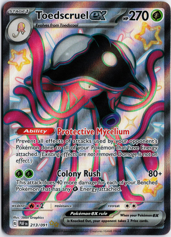 Carta Pokémon Toedscruel ex · Paldean Fates #213/091 (NM) — pieza única en Moon's Collectibles México