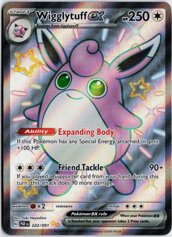 Carta Pokémon Wigglytuff ex · Paldean Fates #222/091 (LP) — pieza única en Moon's Collectibles México