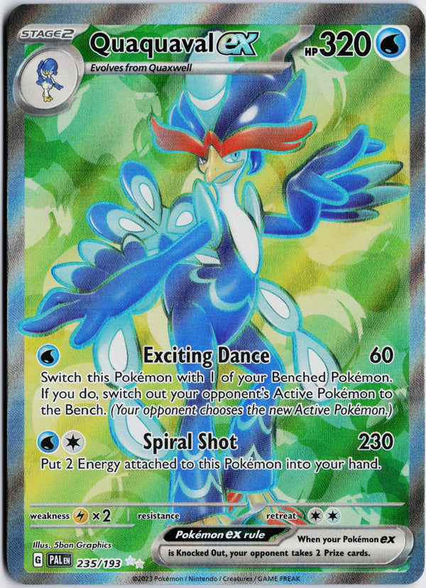 Carta Pokémon Quaquaval ex · Paldea Evolved #235/193 (NM) — pieza única en Moon's Collectibles México
