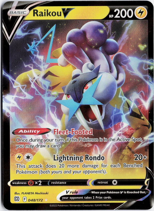 Carta Pokémon Raikou V · Brilliant Stars #048/172 (NM) — pieza única en Moon's Collectibles México