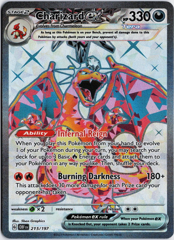 Carta Pokémon Charizard ex · Obsidian Flames #215/197 (NM) — pieza única en Moon's Collectibles México