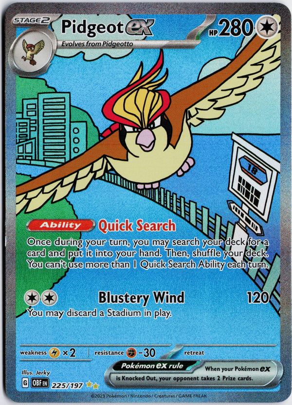 Carta Pokémon Pidgeot ex · Obsidian Flames #225/197 (LP) — pieza única en Moon's Collectibles México