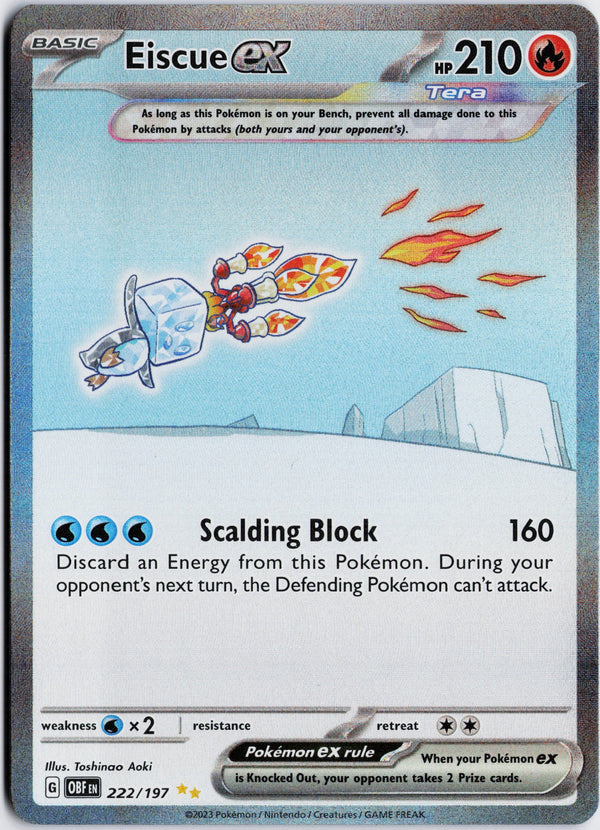 Carta Pokémon Eiscue ex · Obsidian Flames #222/197 (NM) — pieza única en Moon's Collectibles México