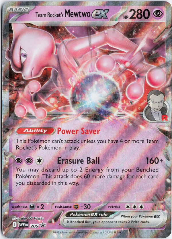 Carta Pokémon Team Rocket’s Mewtwo ex · Scarlet & Violet Black Star Promos #205 (NM) — pieza única en Moon's Collectibles México