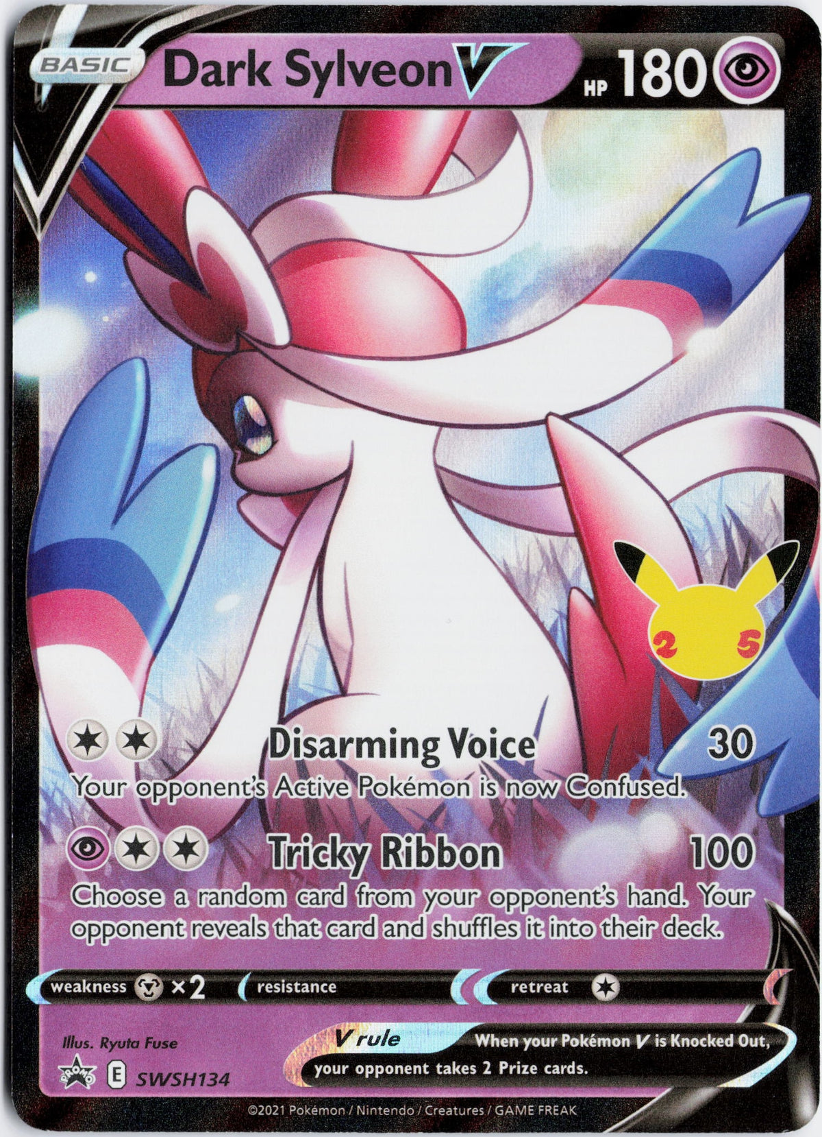 Escaneo HD del frente de Dark Sylveon V · SWSH Black Star Promos #SWSH134 en condición NM