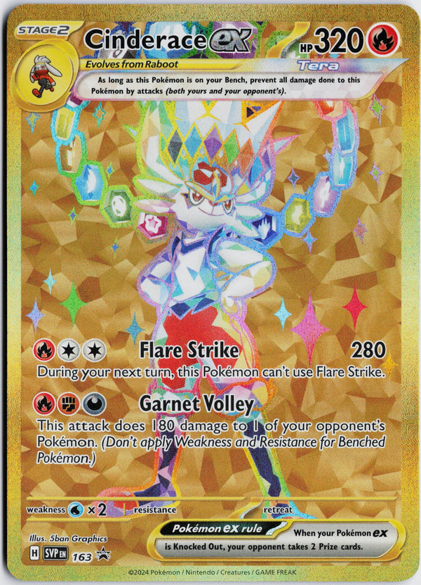 Carta Pokémon Cinderace ex · Scarlet & Violet Black Star Promos #163 (NM) — pieza única en Moon's Collectibles México
