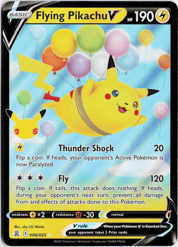 Carta Pokémon Flying Pikachu V · Celebrations #6 (NM) — pieza única en Moon's Collectibles México