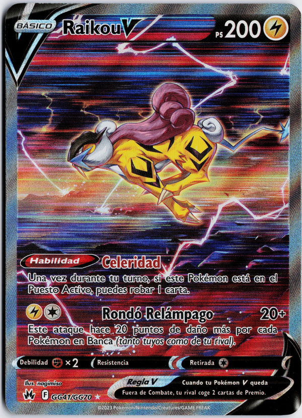 Carta Pokémon Raikou V · Crown Zenith Galarian Gallery #GG41/GG70 (NM) — pieza única en Moon's Collectibles México