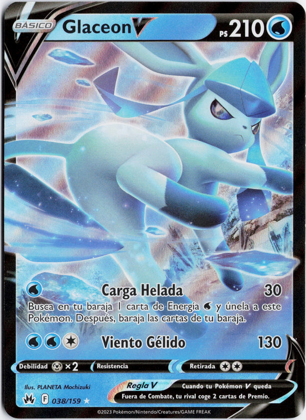Carta Pokémon Glaceon V · Crown Zenith #038/159 (NM) — pieza única en Moon's Collectibles México
