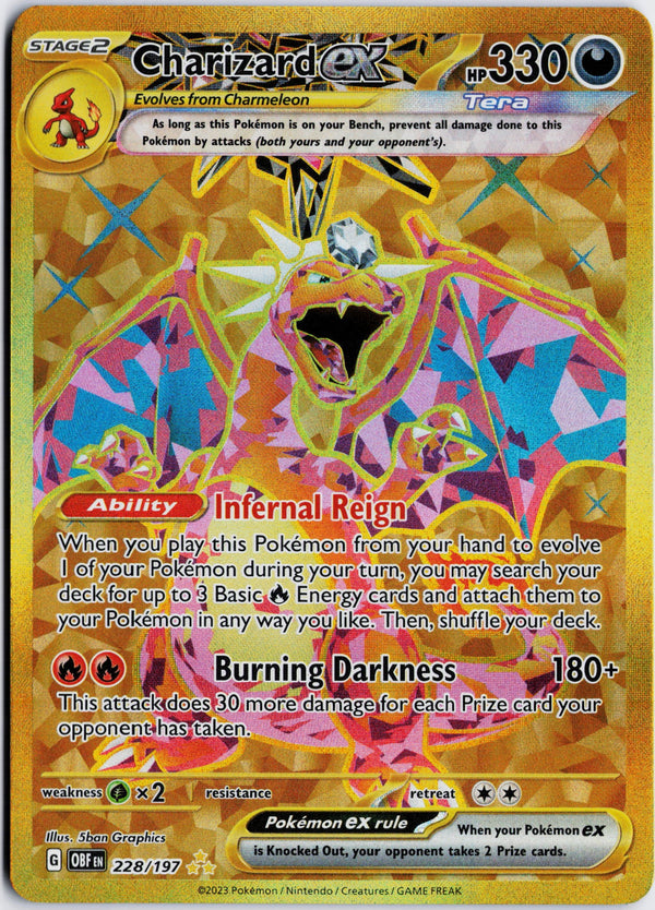 Carta Pokémon Charizard ex · Obsidian Flames #228/197 (NM) — pieza única en Moon's Collectibles México