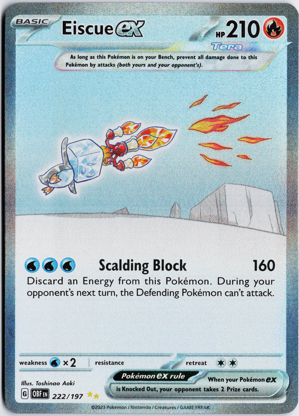 Carta Pokémon Eiscue ex · Obsidian Flames #222/197 (NM) — pieza única en Moon's Collectibles México