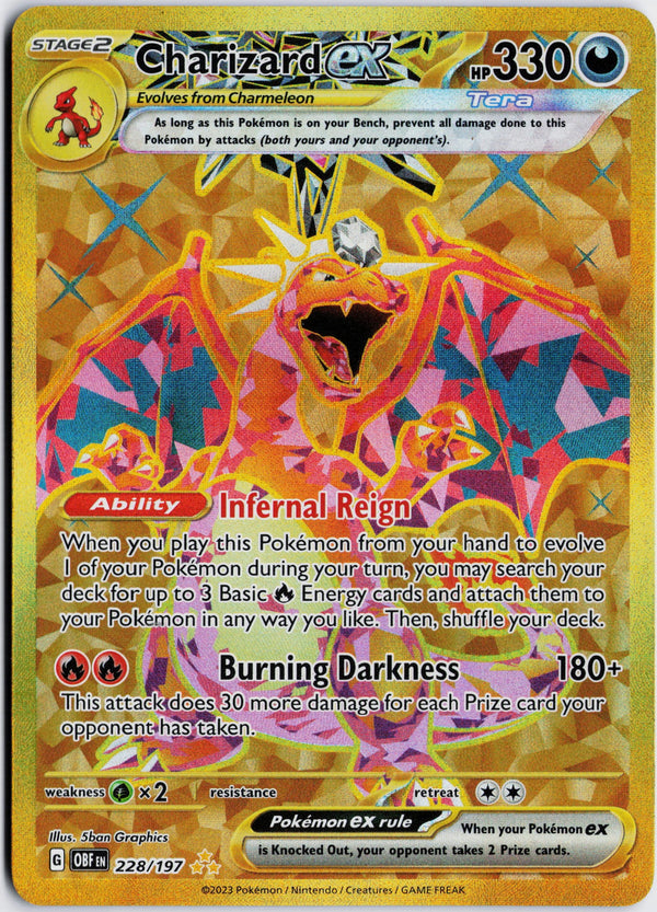 Carta Pokémon Charizard ex · Obsidian Flames #228/197 (NM) — pieza única en Moon's Collectibles México
