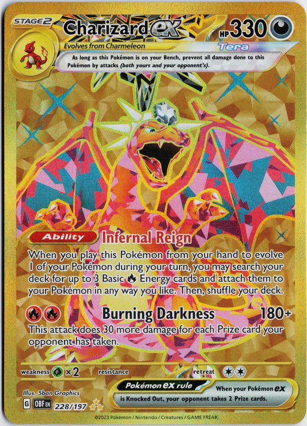 Carta Pokémon Charizard ex · Obsidian Flames #228/197 (NM) — pieza única en Moon's Collectibles México