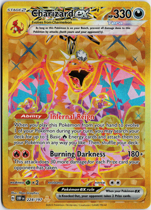 Carta Pokémon Charizard ex · Obsidian Flames #228/197 (NM) — pieza única en Moon's Collectibles México