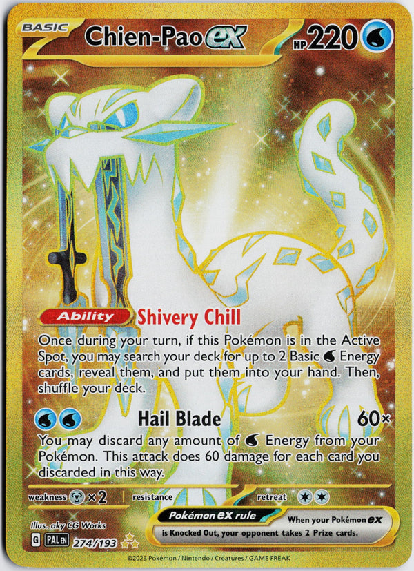 Carta Pokémon Chien-Pao ex · Paldea Evolved #274/193 (NM) — pieza única en Moon's Collectibles México