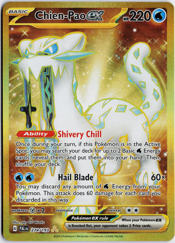 Carta Pokémon Chien-Pao ex · Paldea Evolved #274/193 (NM) — pieza única en Moon's Collectibles México