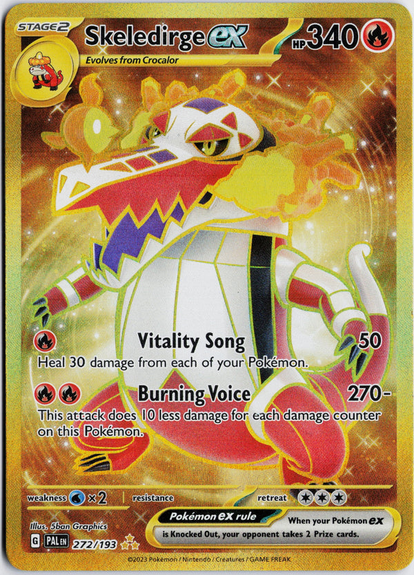 Carta Pokémon Skeledirge ex · Paldea Evolved #272/193 (NM) — pieza única en Moon's Collectibles México