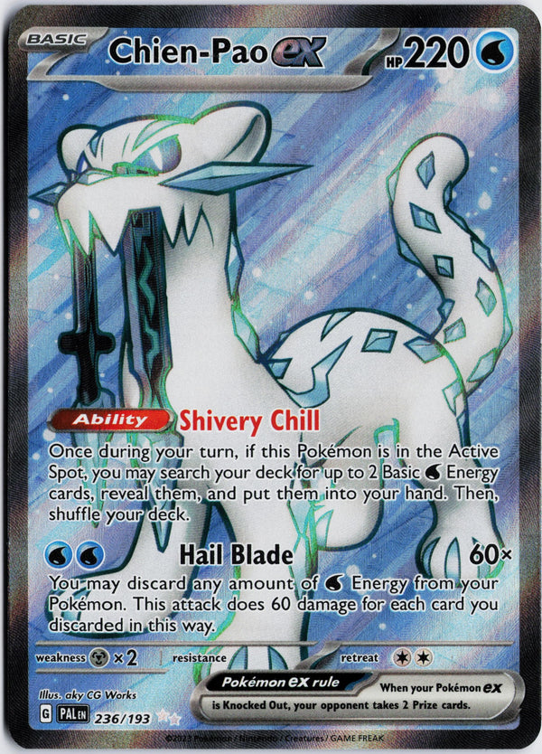 Carta Pokémon Chien-Pao ex · Paldea Evolved #236/193 (NM) — pieza única en Moon's Collectibles México