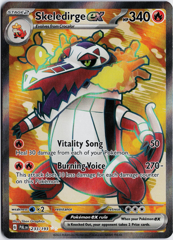 Carta Pokémon Skeledirge ex · Paldea Evolved #233/193 (NM) — pieza única en Moon's Collectibles México