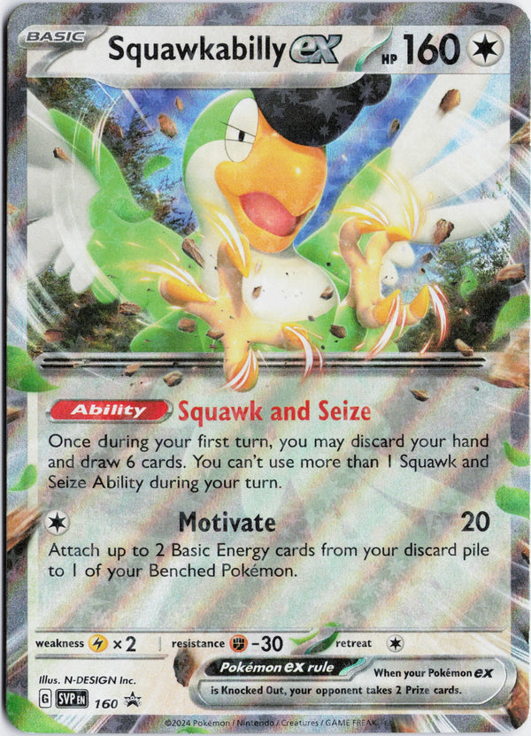 Carta Pokémon Squawkabilly ex · Scarlet & Violet Black Star Promos #160 (NM) — pieza única en Moon's Collectibles México
