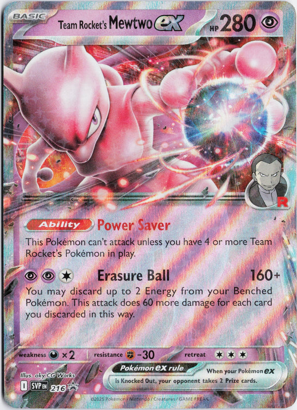 Carta Pokémon Team Rocket's Mewtwo ex · Scarlet & Violet Black Star Promos #216 (NM) — pieza única en Moon's Collectibles México