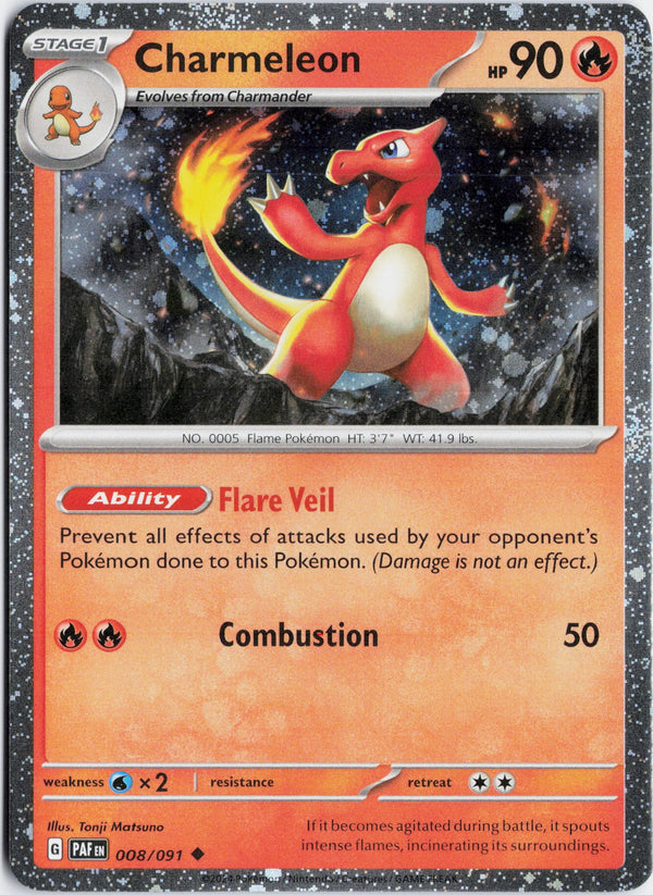Carta Pokémon Charmeleon · Paldean Fates #008/091 (NM) — pieza única en Moon's Collectibles México