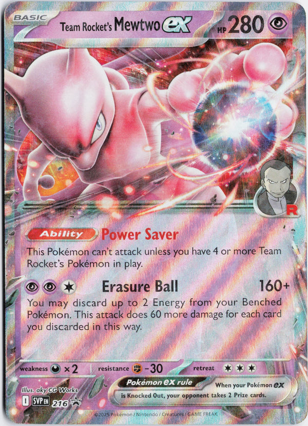 Carta Pokémon Team Rocket's Mewtwo ex · Scarlet & Violet Black Star Promos #216 (NM) — pieza única en Moon's Collectibles México