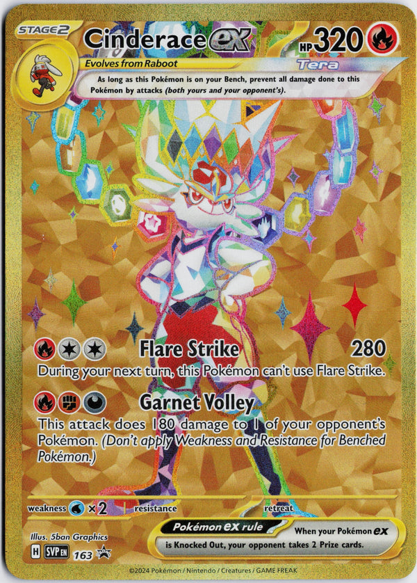 Carta Pokémon Cinderace ex · Scarlet & Violet Black Star Promos #163 (NM) — pieza única en Moon's Collectibles México
