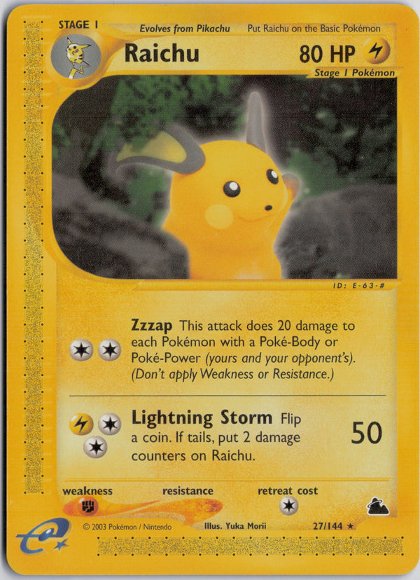 Carta Pokémon Raichu · Skyridge #27/144 (NM) — pieza única en Moon's Collectibles México