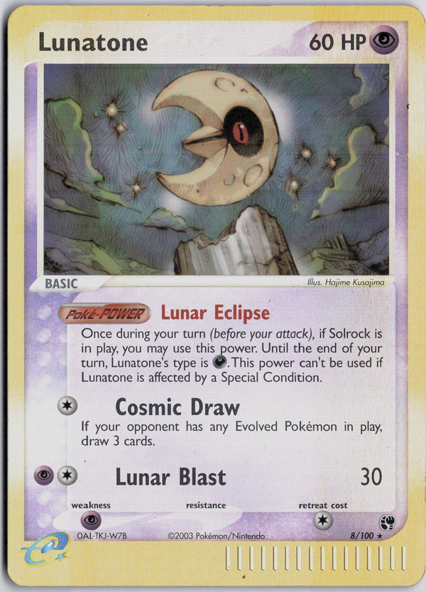 Carta Pokémon Lunatone · Sandstorm #8/100 (LP) — pieza única en Moon's Collectibles México