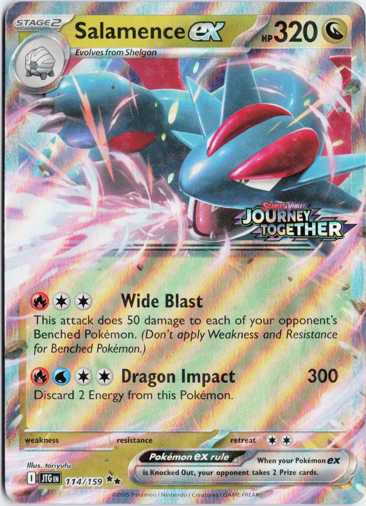 Escaneo HD del frente de Salamence ex · Journey Together #114/159 en condición NM