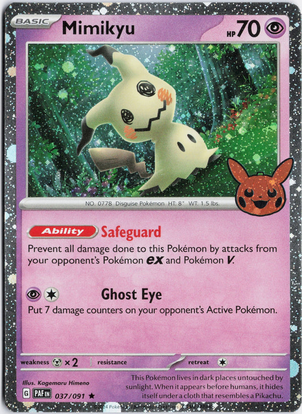 Carta Pokémon Mimikyu · Paldean Fates #037/091 (NM) — pieza única en Moon's Collectibles México