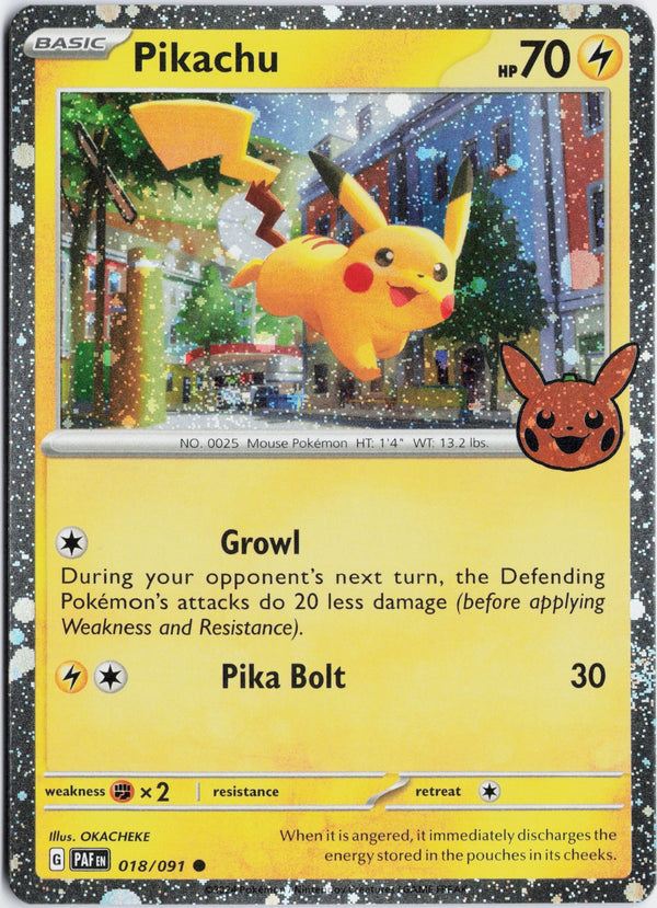 Carta Pokémon Pikachu · Paldean Fates #018/091 (NM) — pieza única en Moon's Collectibles México