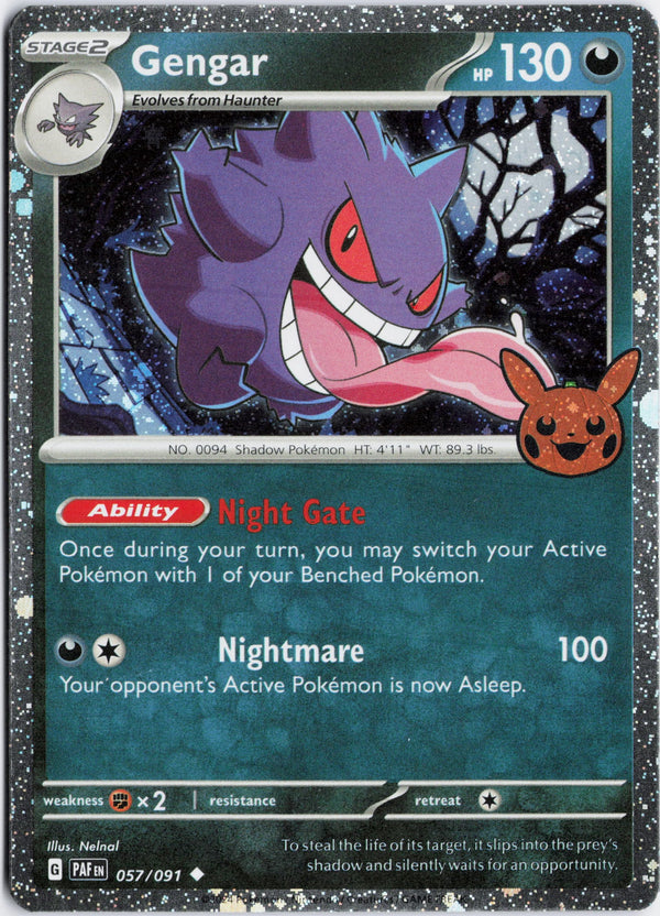 Carta Pokémon Gengar · Paldean Fates #057/091 (NM) — pieza única en Moon's Collectibles México