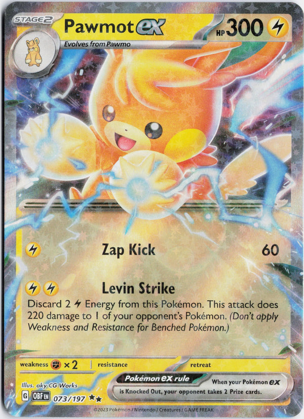 Carta Pokémon Pawmot ex · Obsidian Flames #073/197 (NM) — pieza única en Moon's Collectibles México