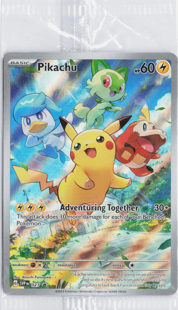 Carta Pokémon Pikachu · Scarlet & Violet Black Star Promos #027 (NM) — pieza única en Moon's Collectibles México
