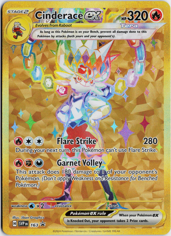 Carta Pokémon Cinderace ex · Scarlet & Violet Black Star Promos #163 (NM) — pieza única en Moon's Collectibles México