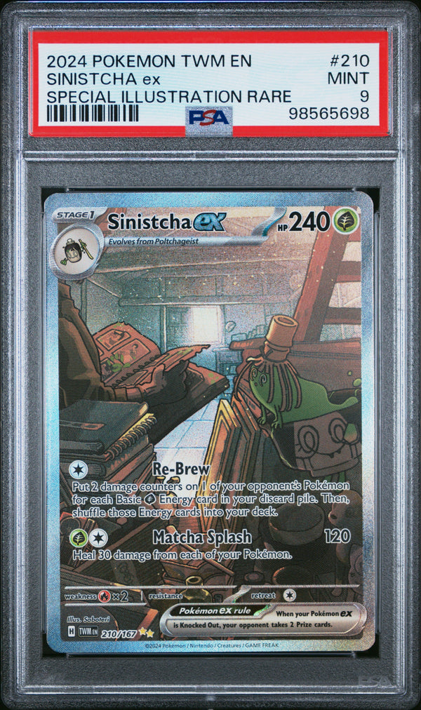 Carta Pokémon Sinistcha ex · Twilight Masquerade #210/167 (PSA 9) — pieza única en Moon's Collectibles México