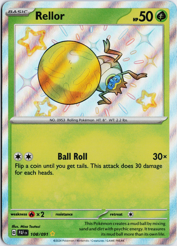 Carta Pokémon Rellor · Paldean Fates #108/091 (NM) — pieza única en Moon's Collectibles México